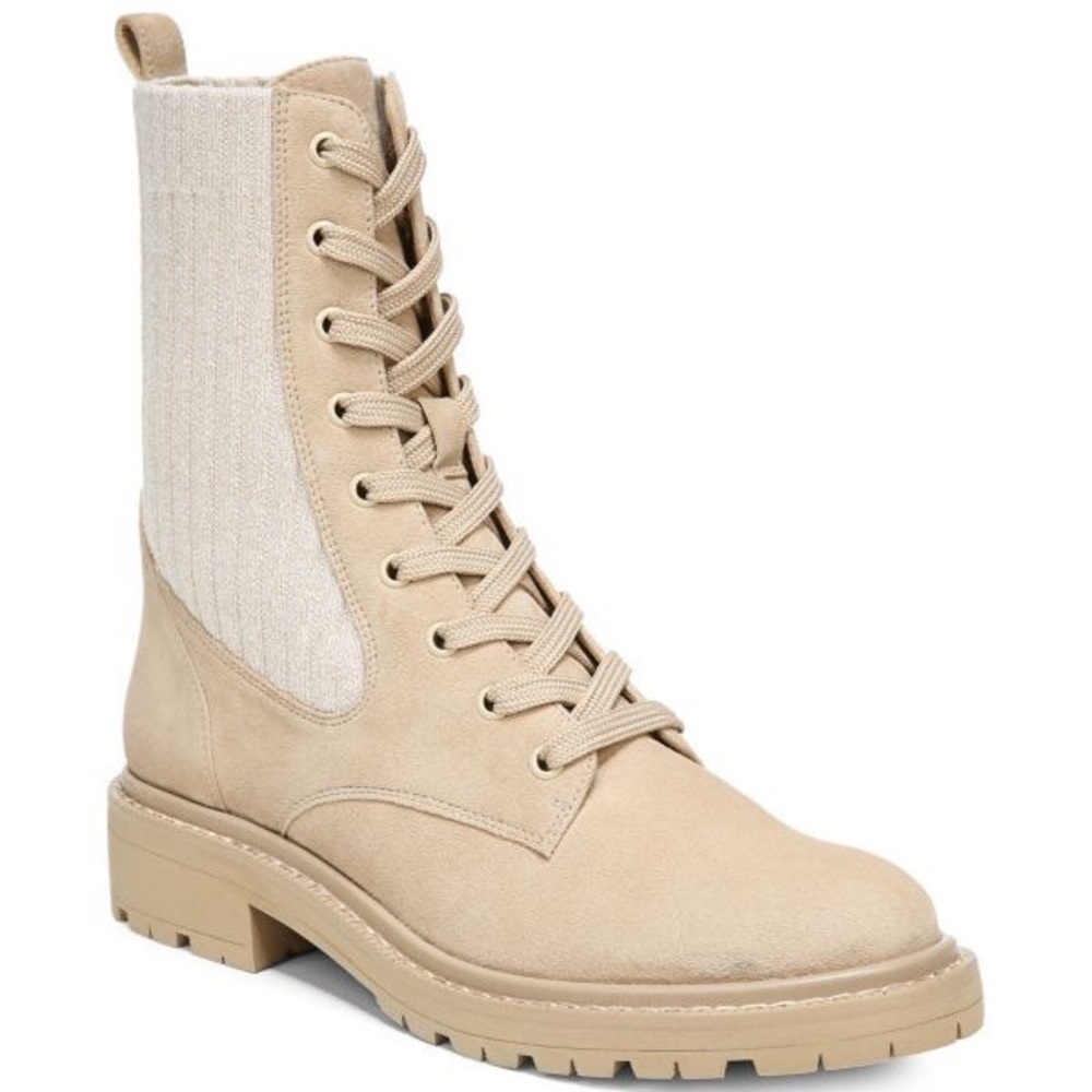 SAM EDELMAN Lydell Lug-Sole Suede & Knit Combat Boots NWT